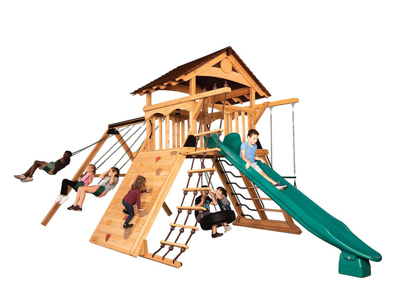 Load image into Gallery viewer, Olympian Peak XL 1 w/ Wood Roof Swing Set