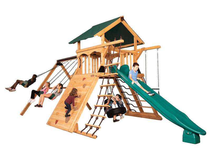 Load image into Gallery viewer, Olympian Peak XL 1 w/ Tarp Roof Green Swing Set