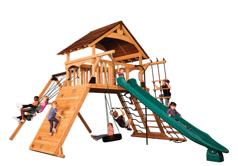 Load image into Gallery viewer, Titan Peak Jumbo 1 Swing Set (Wood Roof)