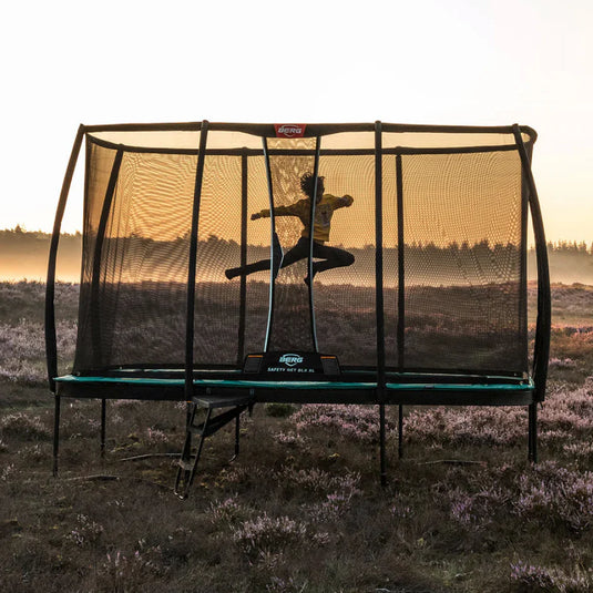 BERG Ultim Champion 10'x16' Rectangular Above Ground Trampoline + Safety Net DLX XL