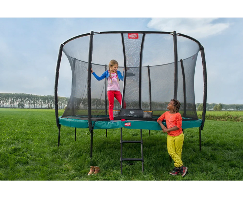 Load image into Gallery viewer, BERG Champion 11' Round Above Ground Trampoline + Safety Net Deluxe
