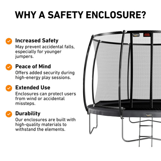 12′ Round Pro-Line Avyna Above Ground Trampoline with Enclosure