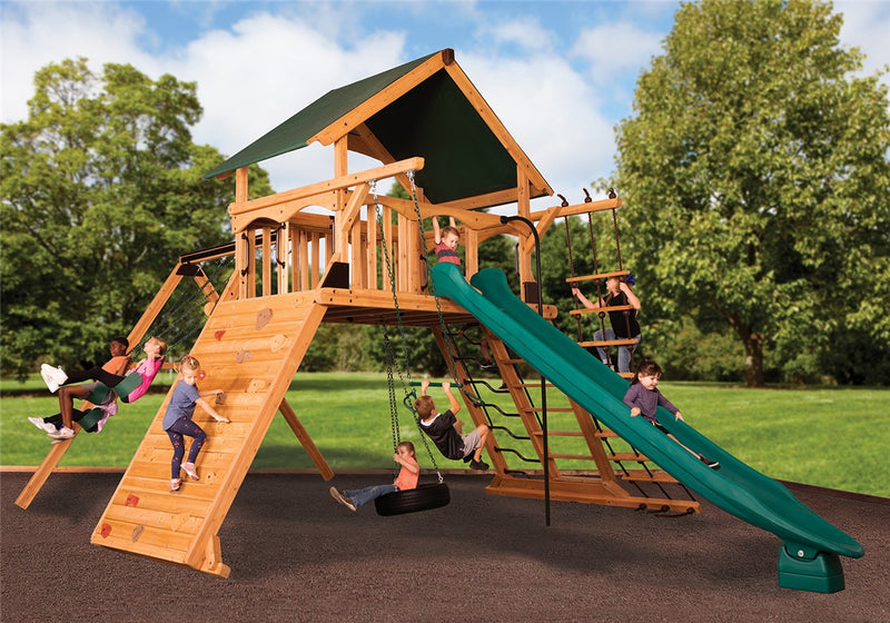 Load image into Gallery viewer, Titan Peak Jumbo 1 Swing Set (Green Tarp Roof)
