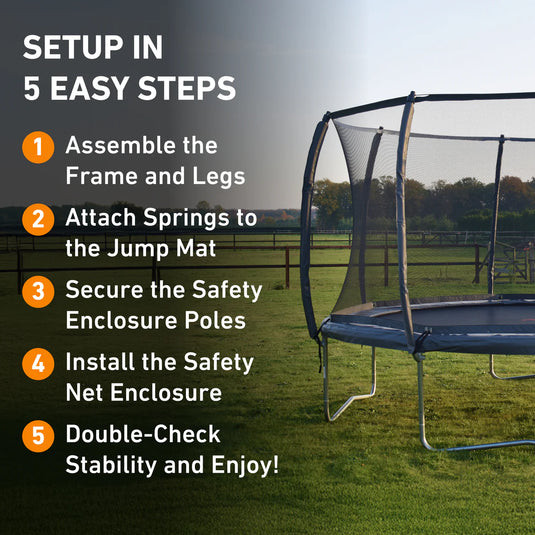 12′ Round Pro-Line Avyna Above Ground Trampoline with Enclosure
