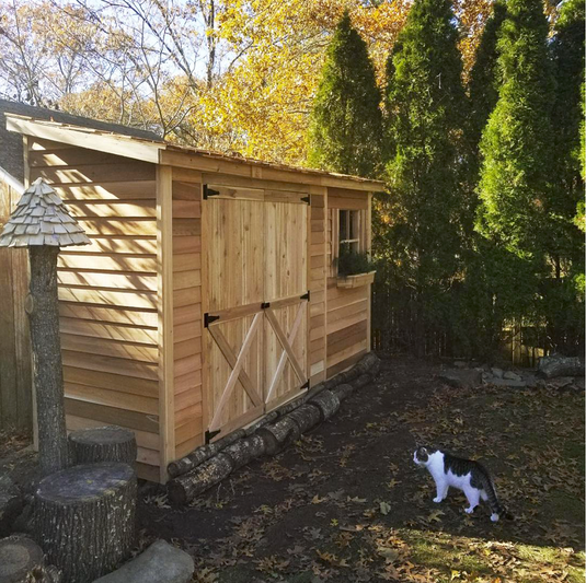 CedarShed Bayside Double Door Lifestyle 2 Marin Backyards