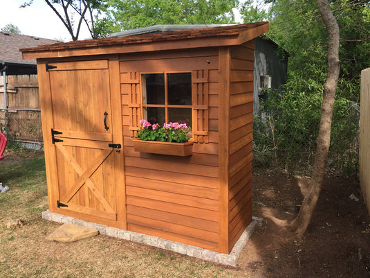 CedarShed Bayside Dutch Door Lifestyle 1 Marin Backyards