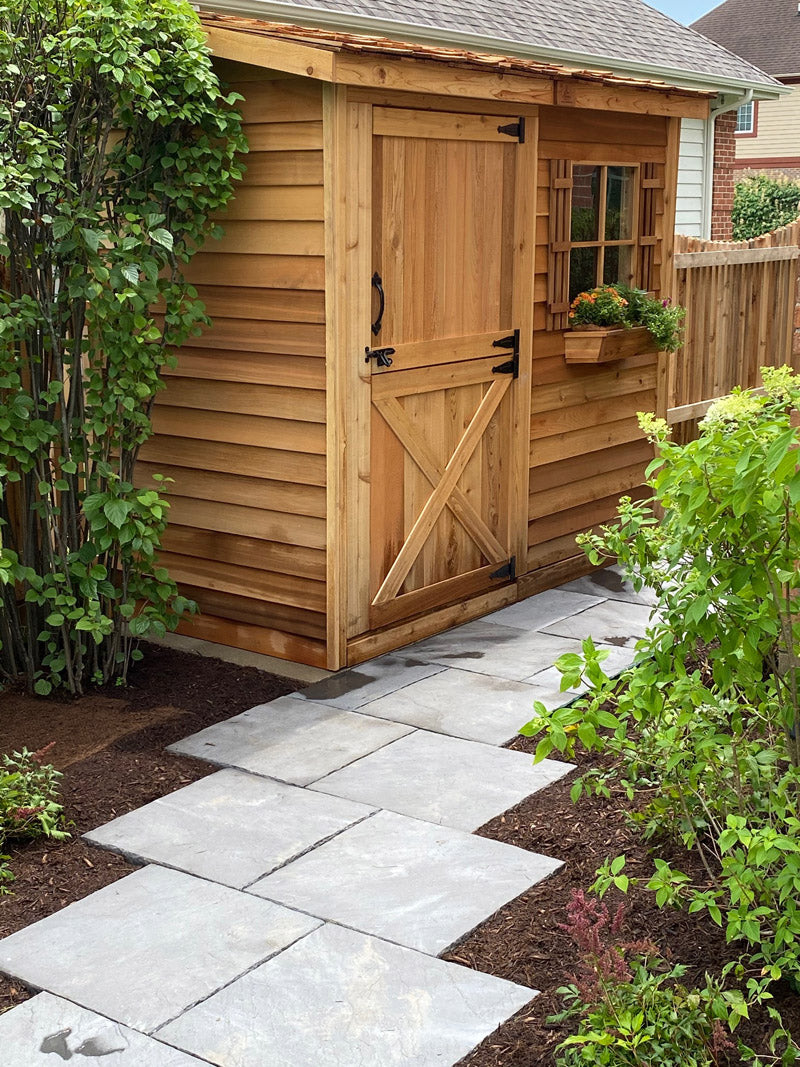 Load image into Gallery viewer, CedarShed Bayside Dutch Door Lifestyle 4 Marin Backyards
