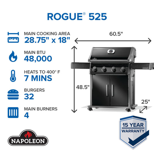 Rogue® 525 Black w/ Stainless Steel Grids