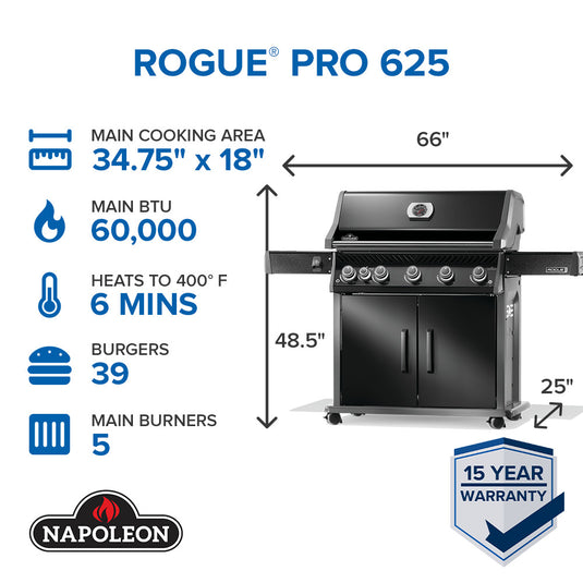 Rogue® PRO 625 SIB with Infrared Side Burner Black