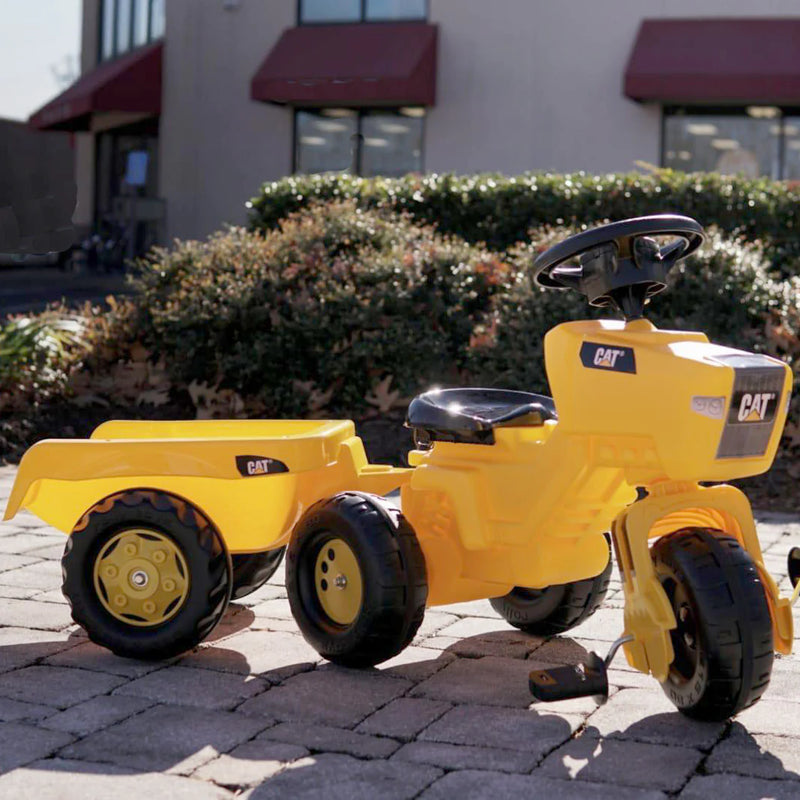 Load image into Gallery viewer, Ride On CAT 3-Wheeled Pedal Tractor w/ Trailer Marin Backyards
