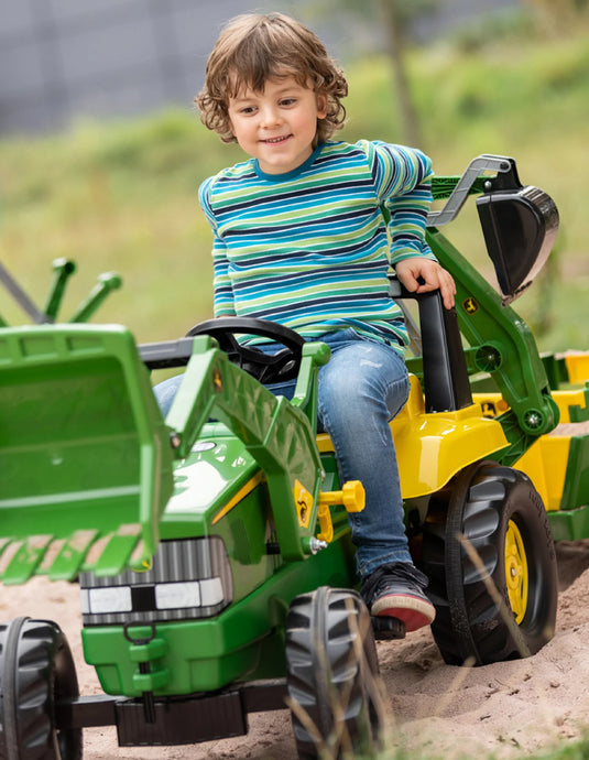 Ride On John Deere Pedal Loader With Backhoe In Action 3 Marin Backyards