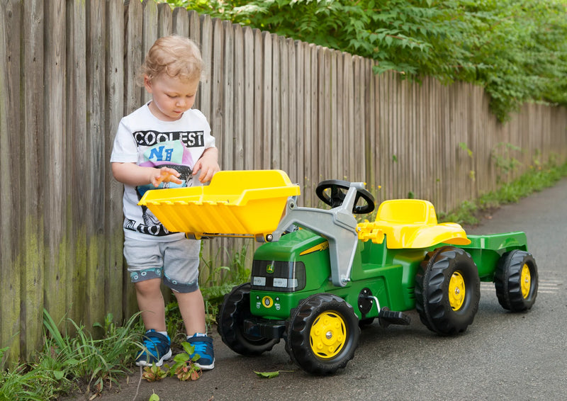 Load image into Gallery viewer, Ride On John Deere Pedal Tractor With Loader In Action 2 Marin Backyards
