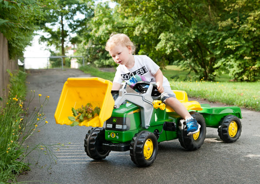 Ride On John Deere Pedal Tractor With Loader In Action 3 Marin Backyards