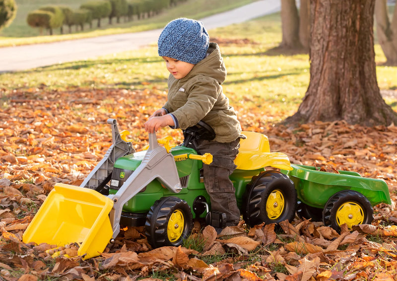 Load image into Gallery viewer, Ride On John Deere Pedal Tractor With Loader In Action 5 Marin Backyards
