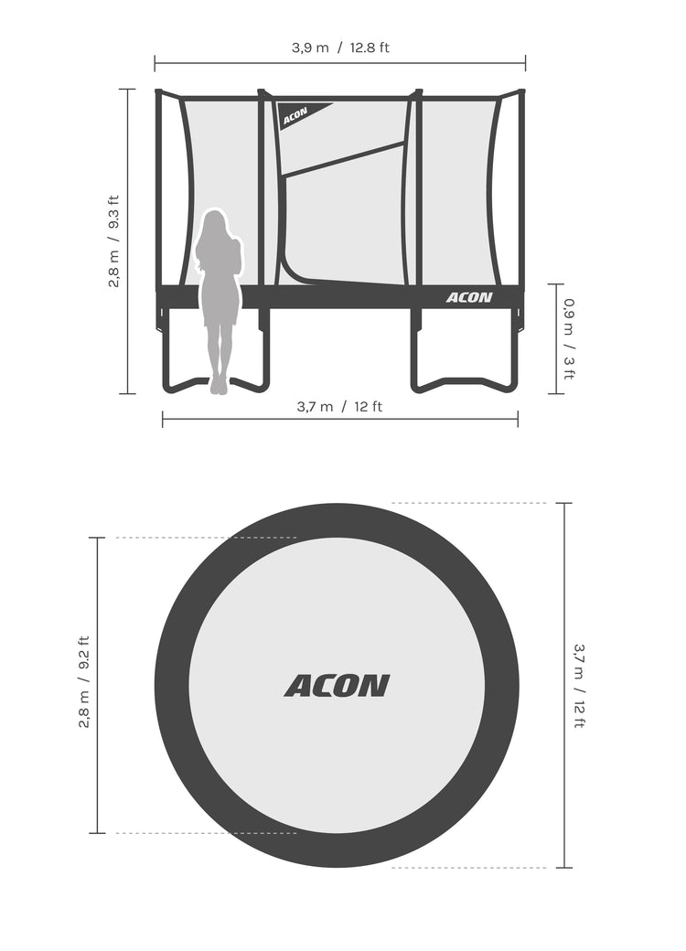 Load image into Gallery viewer, ACON Air 12ft Round Trampoline with Safety Net and Ladder, GEN 2.0
